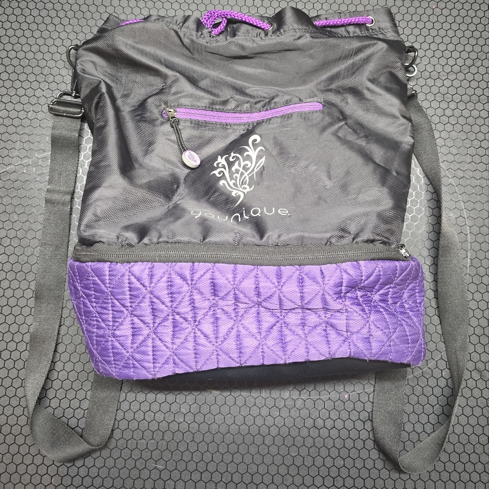 Younique Gray and Purple Quilted Backpack